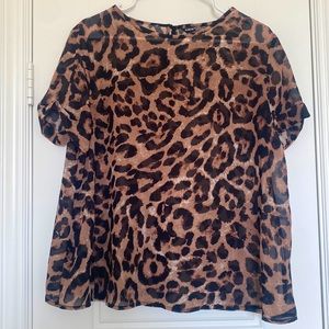 SHEIN Sheer leopard print shirt